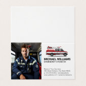 Carte De Visite Véhicule de secours | Travailleur paramédical (Extérieur déplié)