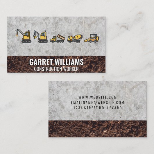 Carte De Visite Véhicules de construction (Devant / Derrière)