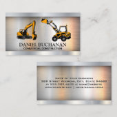 Carte De Visite Véhicules de construction | Arrière - plan métalli (Devant / Derrière)