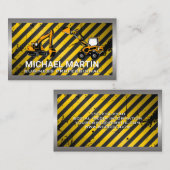 Carte De Visite Véhicules de construction | Attention | Métal indu (Devant / Derrière)