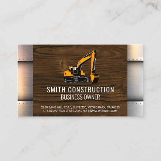 Carte De Visite Véhicules de construction | Bois de rivets métalli (Devant)