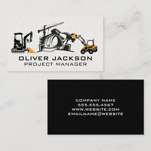 Carte De Visite Véhicules de construction Bulldozer | Site Builder (Devant / Derrière)