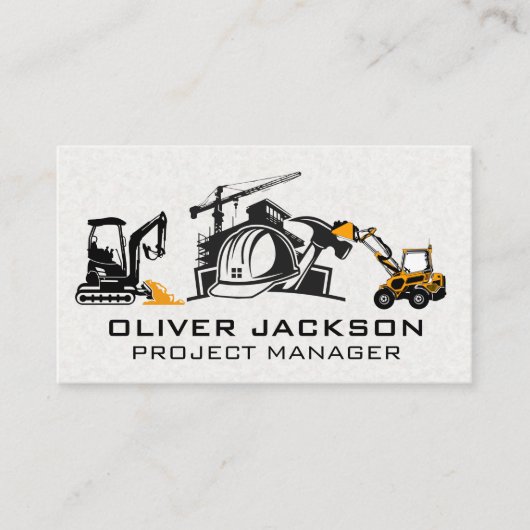 Carte De Visite Véhicules de construction Bulldozer | Site Builder (Devant)