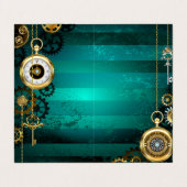 Carte De Visite Veille bijoux Steampunk sur un Arrière - plan vert (Extérieur déplié)