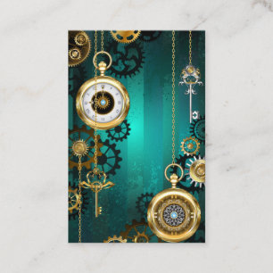 Carte De Visite Veille bijoux Steampunk sur un Arrière - plan vert