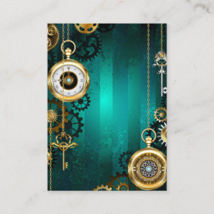 Carte De Visite Veille bijoux Steampunk sur un Arrière - plan vert