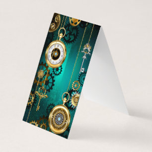 Carte De Visite Veille bijoux Steampunk sur un Arrière - plan vert