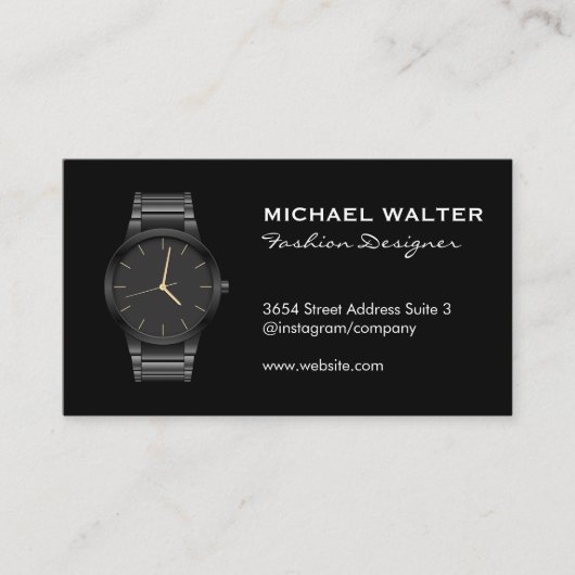 Carte De Visite Veille de luxe noir élégant (Devant)