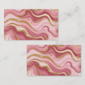 Carte De Visite Veines rosées et dorées modernes Liquid Ink Art (Devant / Derrière)