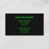 Carte De Visite Vélo noir et vert citron (Dos)