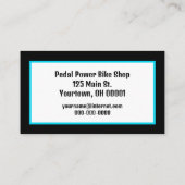 Carte De Visite Vélo Turquoise Sur Noir (Dos)