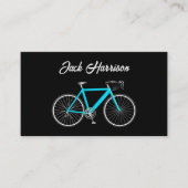 Carte De Visite Vélo Turquoise Sur Noir (Devant)