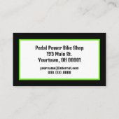 Carte De Visite Vélo vert néon en noir (Dos)