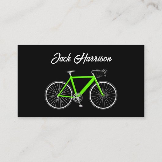 Carte De Visite Vélo vert néon en noir (Devant)