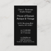 Carte De Visite Velours coupé, MEDALLION FILIGREE en gris et NOIR (Dos)