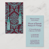 Carte De Visite Velours, glands et feuille de coupe de damassé (Devant / Derrière)