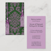 Carte De Visite Velours, glands et feuille de coupe de damassé (Devant / Derrière)