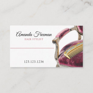 Carte De Visite Velvet Dark Red Chaise Gold Comb Liste de cheveux