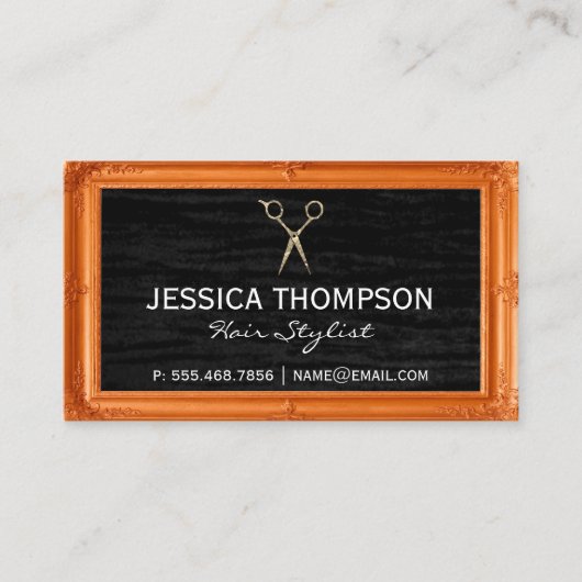 Carte De Visite Velvet noir | Cadre antique (Devant)