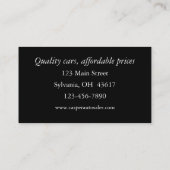 Carte De Visite Vendeur automobile (Dos)