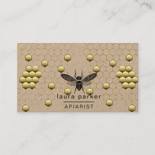 Carte De Visite Vendeur de miel d'abeilles Apiariste Hexagon jaune (Devant)