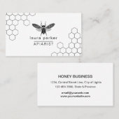 Carte De Visite Vendeur de miel d'abeilles Apiariste noir blanc He (Devant / Derrière)