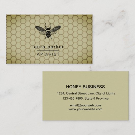 Carte De Visite Vendeur de miel d'abeilles Lime Apiariste Hexagon (Devant / Derrière)