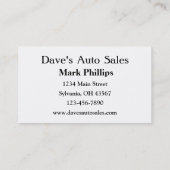 Carte De Visite Vendeur de voitures d'occasion (Dos)