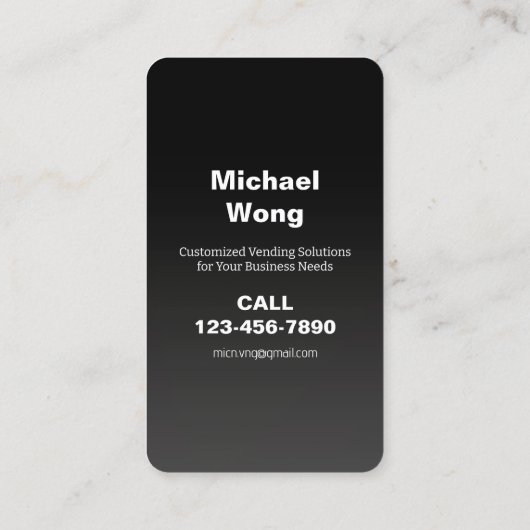 Carte De Visite Vending Machine Maintenance (Dos)