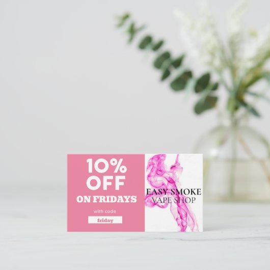 Carte De Visite Vendredi Code rabais spécial Vape Shop (Debout devant)