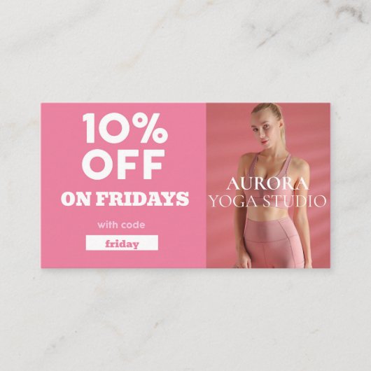Carte De Visite Vendredi Code rabais Spécial Yoga Studio (Devant)