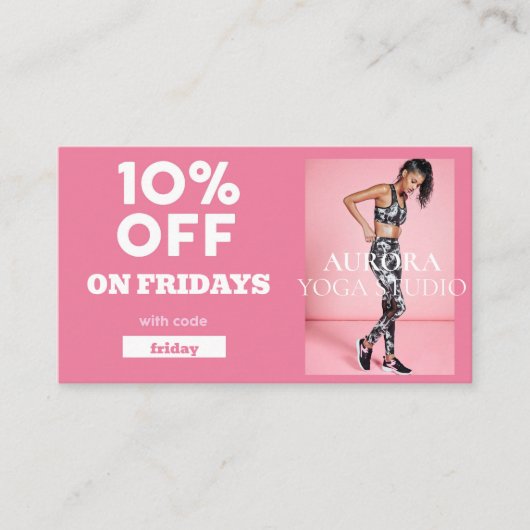 Carte De Visite Vendredi Code rabais Spécial Yoga Studio (Devant)