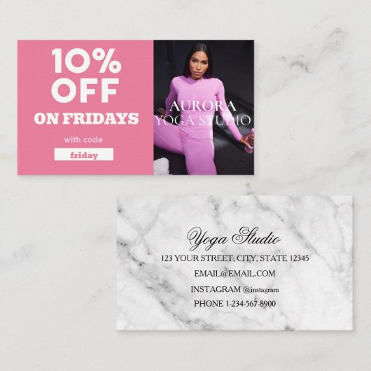Carte De Visite Vendredi Code rabais Spécial Yoga Studio (Devant / Derrière)