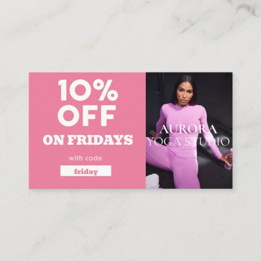 Carte De Visite Vendredi Code rabais Spécial Yoga Studio (Devant)