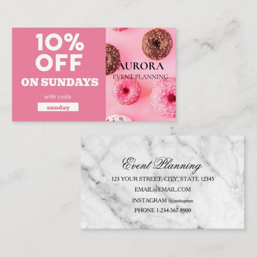 Carte De Visite Vente à prix réduit de la planification d'événemen (Devant / Derrière)