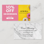 Carte De Visite Vente à prix réduit de la planification d'événemen (Devant / Derrière)