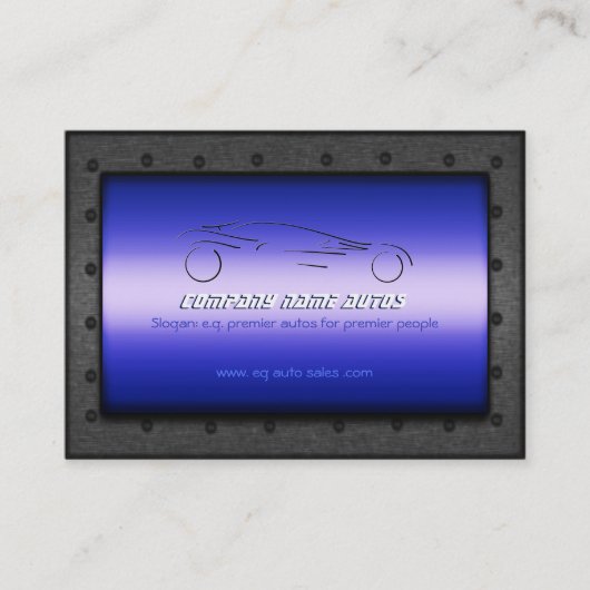 Carte De Visite Vente automobile, Chrome bleu brossé - Sportscar (Devant)