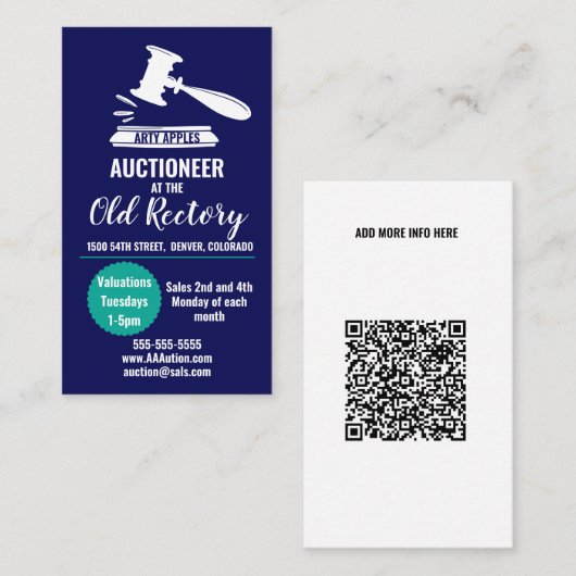 Carte De Visite Vente aux enchères vente aux enchères maison jour (Devant / Derrière)