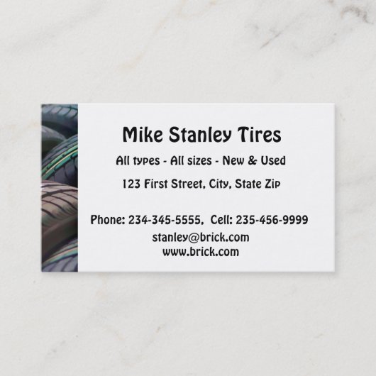 Carte De Visite Vente de pneus neufs ou usagés Commerce personnali (Devant)
