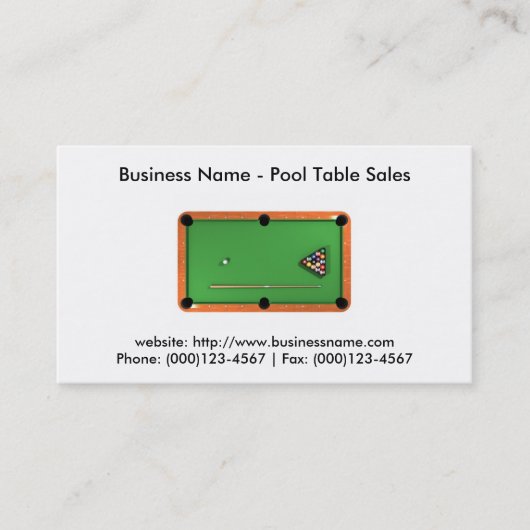 Carte de visite : Vente de tables de billard (Devant)