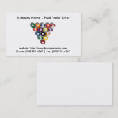 Carte de visite : Vente de tables de billard (Devant / Derrière)