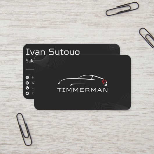 Carte De Visite Vente de voitures Black Elegant (Devant/Arrière en situation)