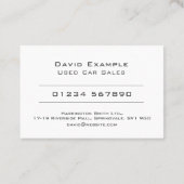 Carte De Visite Vente de voitures d'occasion avec photo de titulai (Dos)