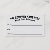 Carte De Visite Vente de voitures neuves et d'occasion - Vente aut (Dos)