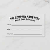 Carte De Visite Vente de voitures neuves et d'occasion - Ventes au (Dos)