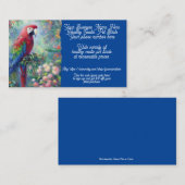 Carte De Visite Vente d'oiseaux exotiques Ventes Boutique de perro (Devant / Derrière)