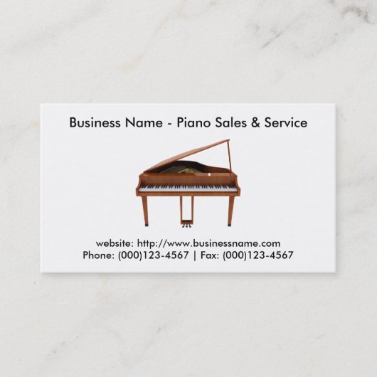 Carte de visite : Vente et service de piano (Devant)