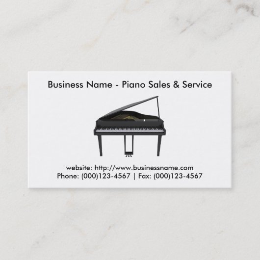 Carte de visite : Vente et service de piano (Devant)