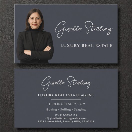 Carte De Visite Vente Immobilier Gris Gris Script Luxe