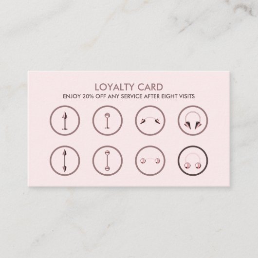 Carte De Visite Vente Remise Loyauté Pink Body Piercing (Devant)